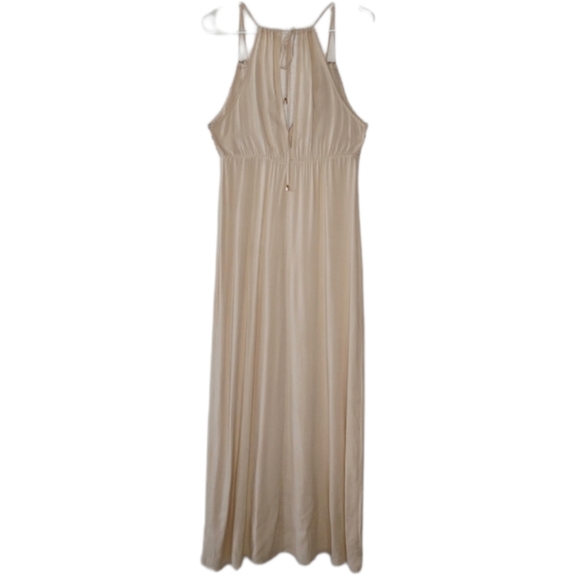Spirit Hyw Maxi Dress Sz M Beige  Sleeveless Side Slit - Picture 2 of 13